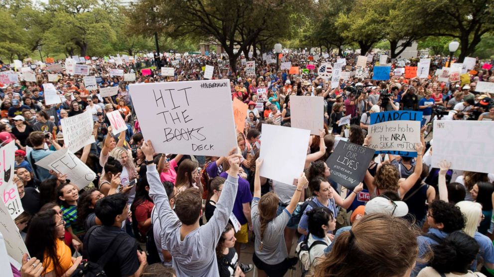 PHOTO: Thousands of marchers converge at the state Capitol in Austin, Texas, during March for Our Lives rally, March 24, 2018.