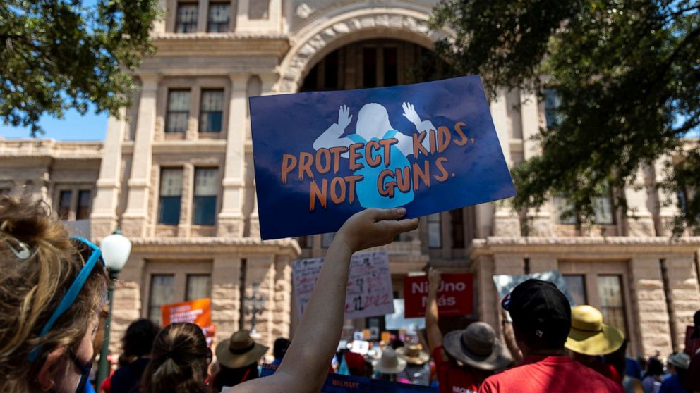 March For Our Lives held a rally Saturday with families of the victims of the Uvalde shooting and activists to demand action on gun safety from Texas Gov. Greg Abbott. 