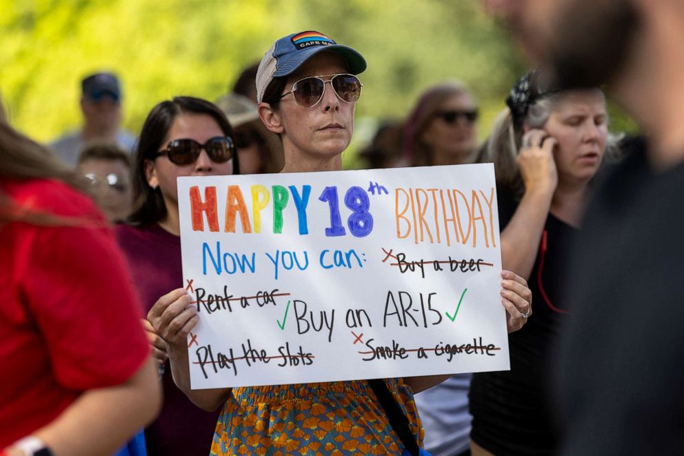 PHOTO: Cara Johnson attends a March for Our Lives rally at the Texas State Capitol, 
Aug. 27, 2022, in Austin, Texas.
