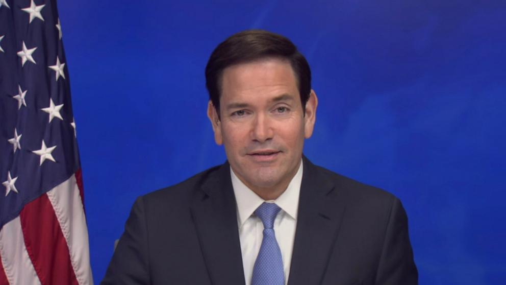 PHOTO: Secretary of State Marco Rubio speaks with ABC News on Good Morning America, March 30, 2026.