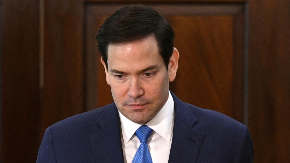 PHOTO: Secretary of State Marco Rubio meets North Macedonia's Minister of Foreign Affairs Timco Mucunski, at the State Department in Washington, May 29, 2025. 