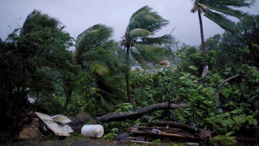 PHOTO: Powerful winds and rains from hurricane Maria as it batters the city of Petit-Bourg on the French Caribbean island of Guadeloupe, Sept. 19, 2017.