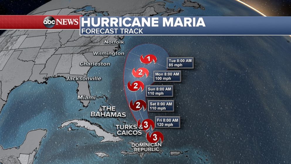 PHOTO: Hurricane Maria is forecast to weaken and steer clear of the U.S. mainland.