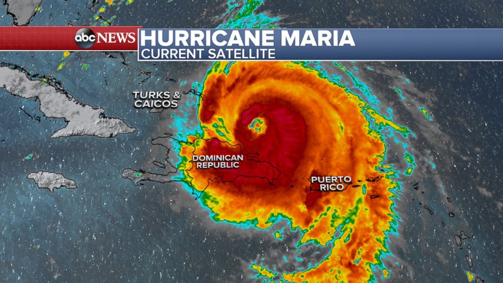 PHOTO: Hurricane Maria was located about 85 miles east-northeast of Puerto Plata, Dominican Republic, as of 2 p.m. ET, Sept. 21, 2017.