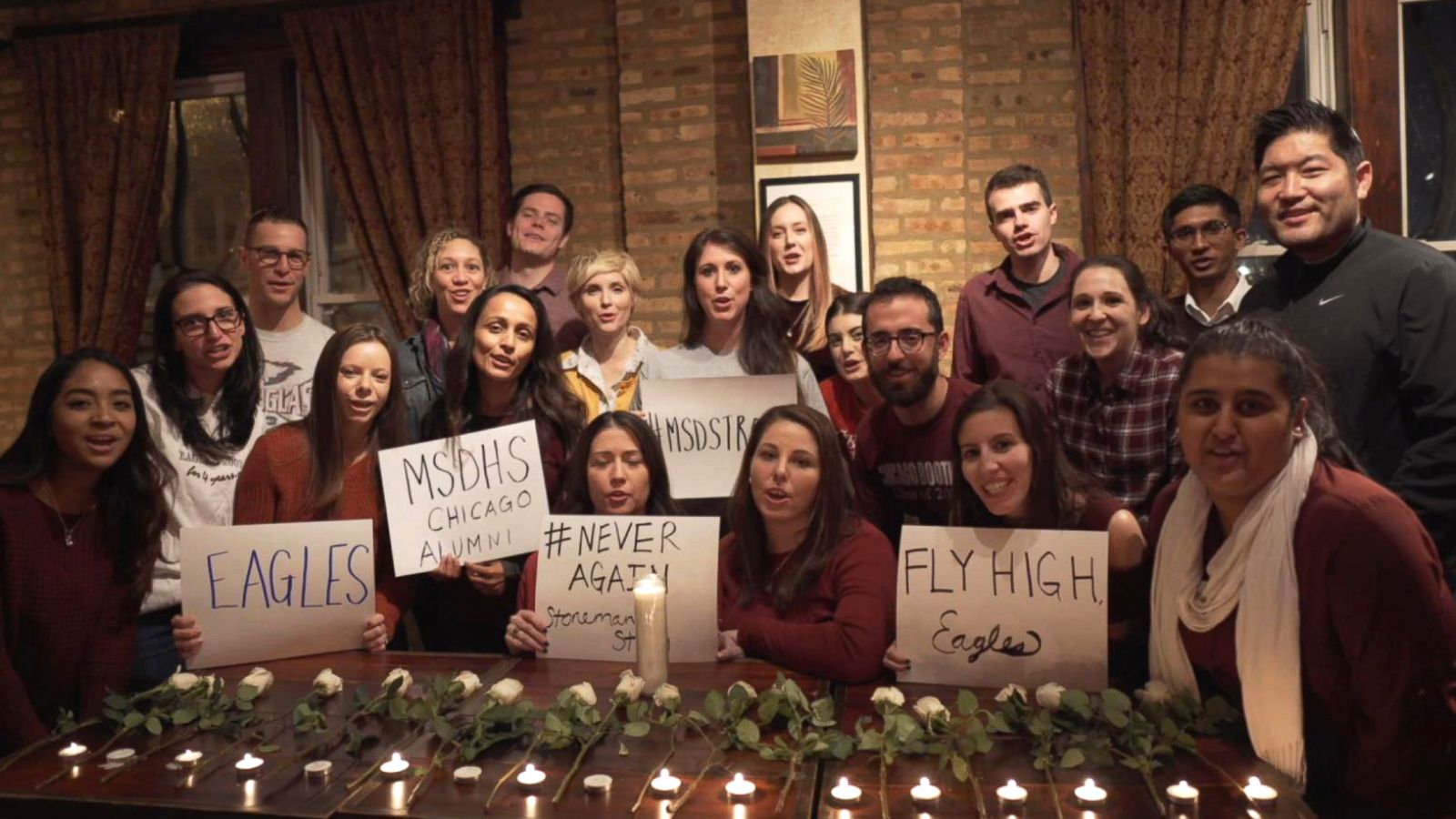 PHOTO: Alumni of Marjory Stoneman Douglas High School in Parkland, Fla., sent messages of support to school shooting survivors.