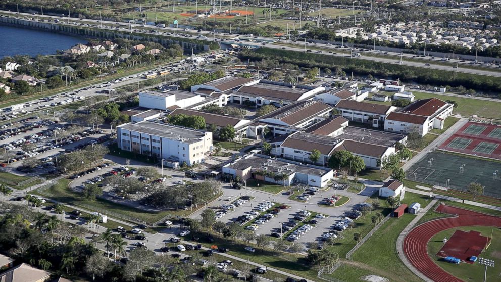 The Marjory Stoneman Douglas High School is seen after a shooting, Feb. 14, 2018 in Parkland, Fla.