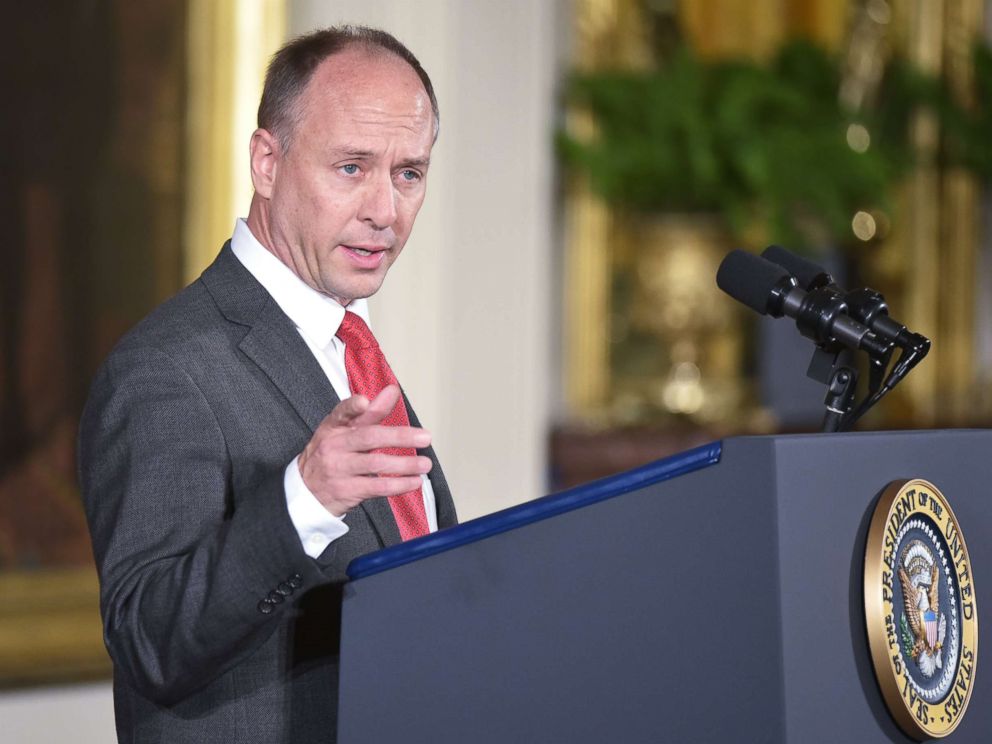 PHOTO: Mark Barden, the father of a Sandy Hook Elementary School shooting victim, speaks in the East Room of the White House on Jan. 5, 2016 in Washington.
