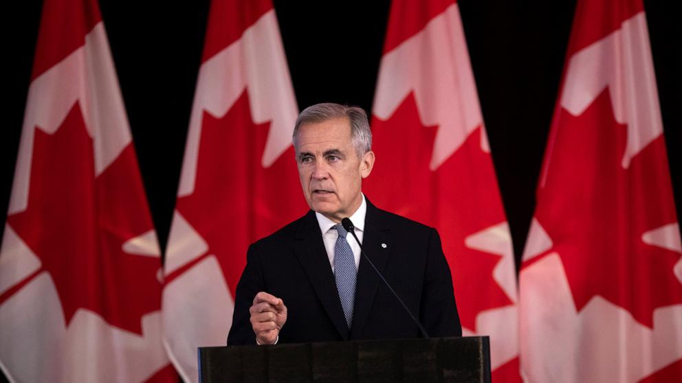 PHOTO: Canada Prime Minister Mark Carney delivers opening remarks at the Liberal caucus in Edmonton, Alberta, Canada, Sept. 10, 2025. 