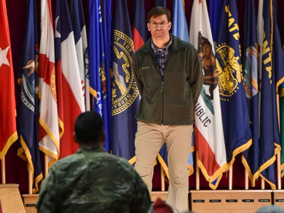 PHOTO: Secretary of the Army Dr. Mark T. Esper listens to a question at a town hall forum during his visit to U.S. Army Garrison Bavaria, the Armys largest overseas garrison, at Tower Barracks, Grafenwoehr, Germany, Jan. 30, 2018.