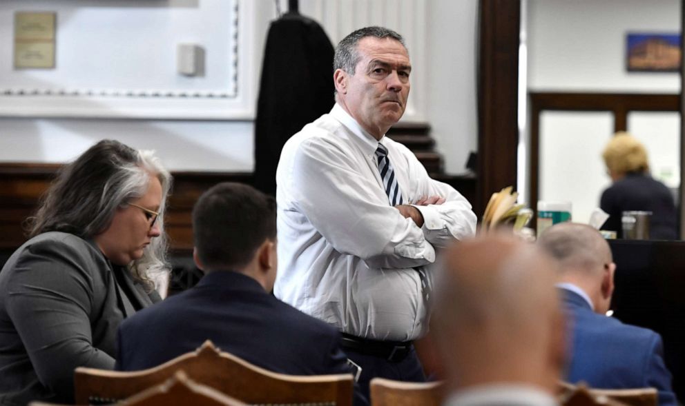 PHOTO: Mark Richards, Kyle Rittenhouse's lead attorney, stands in from of his team as they wait for the day to begin during Kyle Rittenhouse's trial at the Kenosha County Courthouse on Nov. 15, 2021 in Kenosha, Wis.