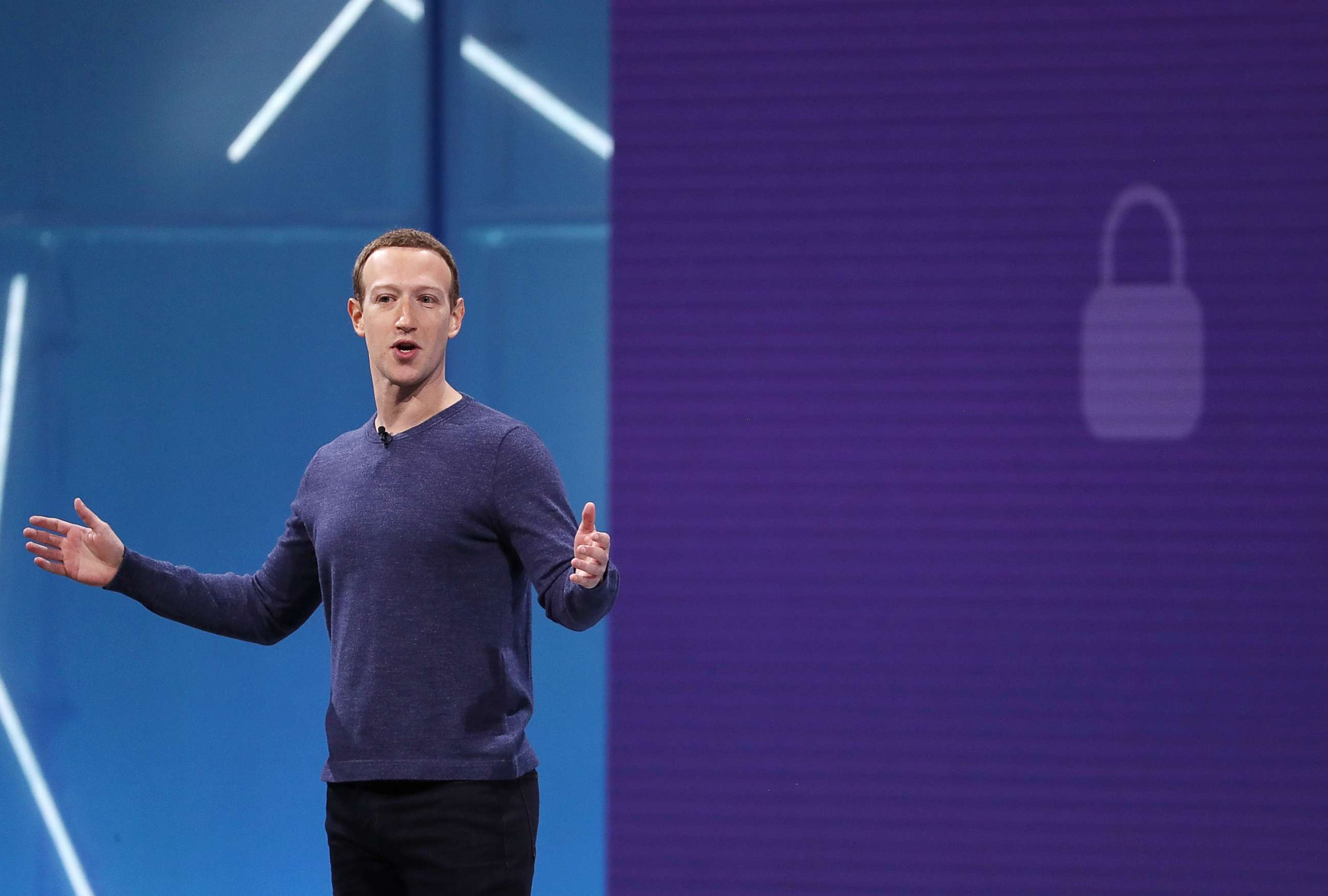 PHOTO: Facebook CEO Mark Zuckerberg speaks during the F8 Facebook Developers conference on May 1, 2018, in San Jose, Calif. 