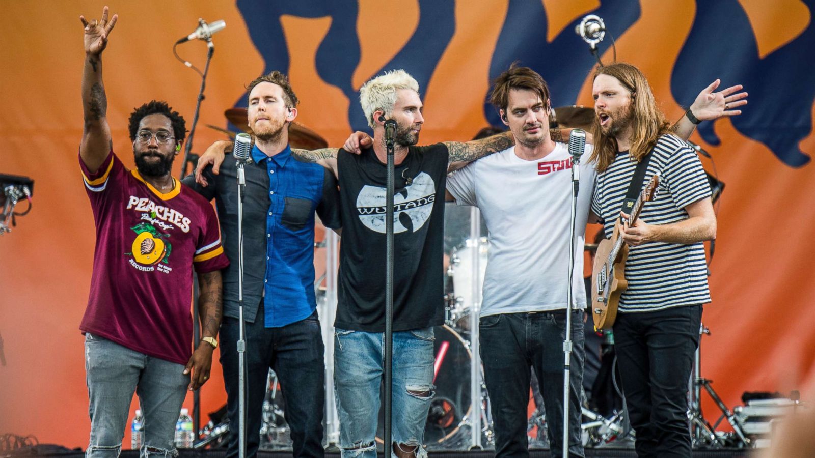 PHOTO: Maroon 5 performs at the New Orleans Jazz and Heritage Festival in New Orleans, April 29, 2017.