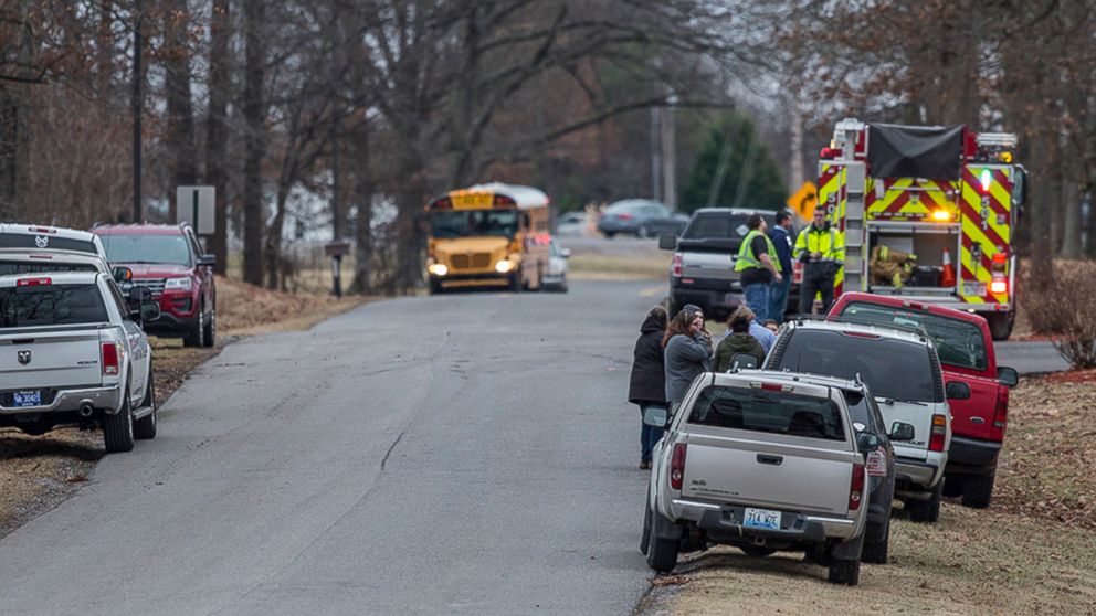 PHOTO: On Jan. 23, 2018, emergency crews respond to Marshall County High School after a fatal school shooting happened in Benton, Ky. 