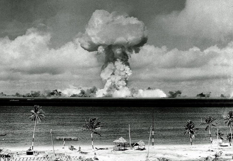 PHOTO: Mushroom cloud forms over Bikini Lagoon in the Marshall Islands.