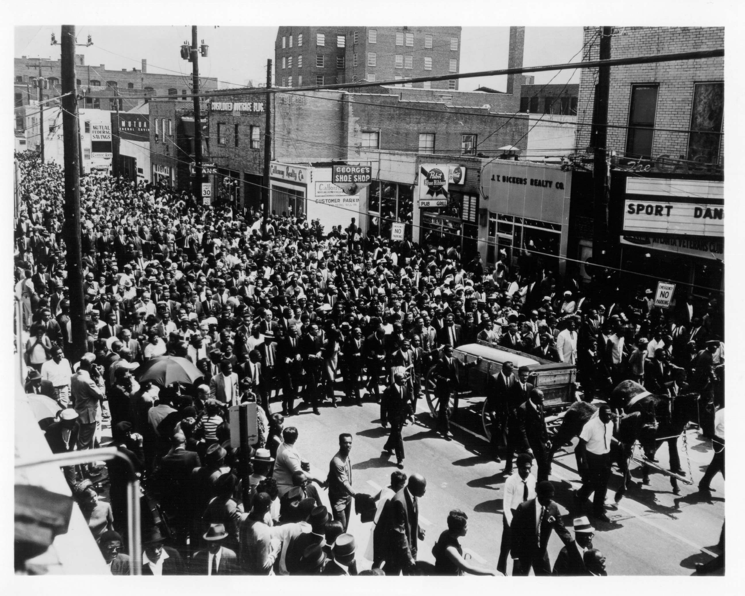 PHOTO: Funeral procession for civil rights leader Reverend Martin Luther King, Jr., April 9, 1968 in Atlanta. 