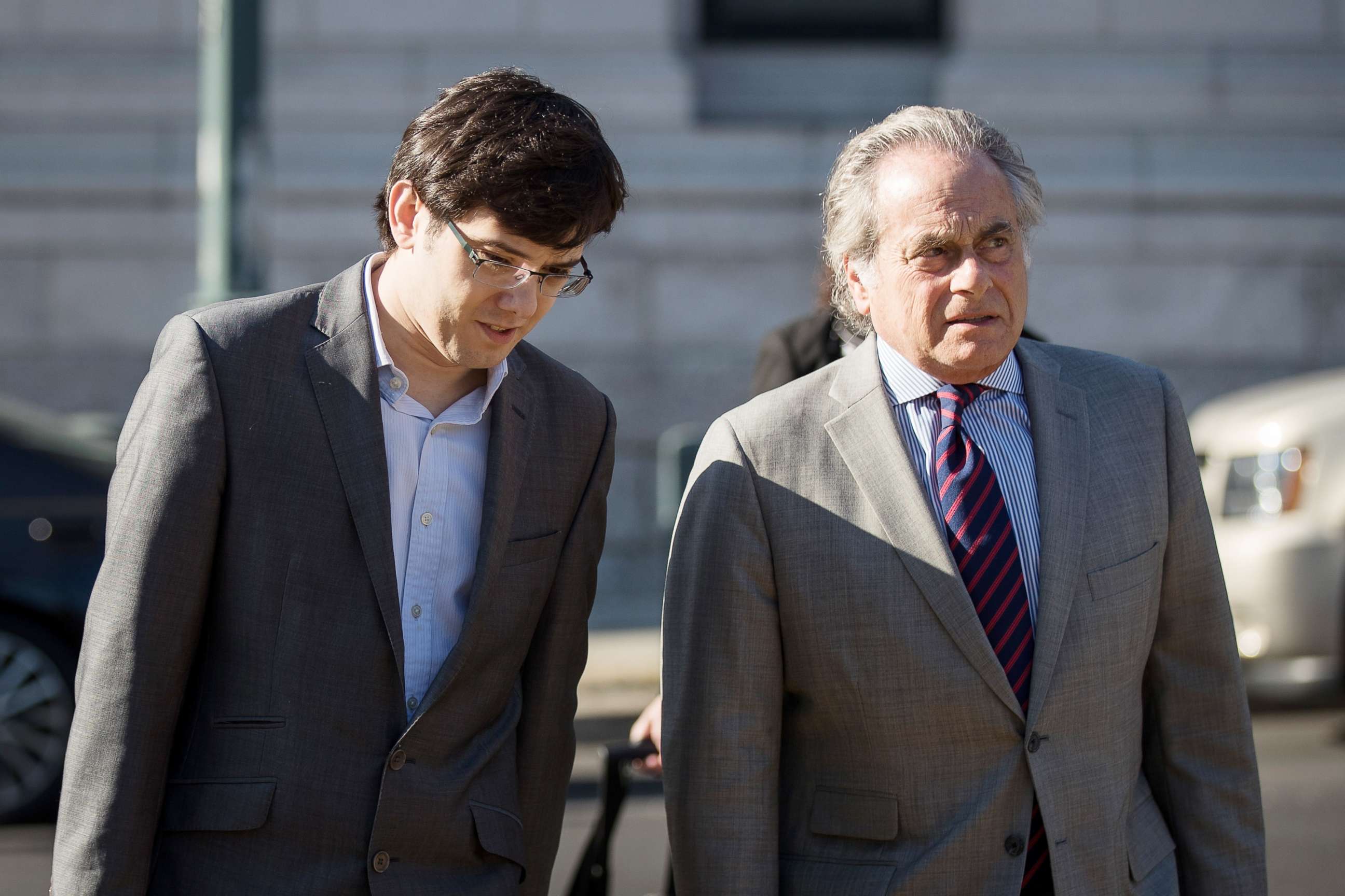 PHOTO: Former pharmaceutical executive Martin Shkreli and attorney Benjamin Brafman arrive at the U.S. District Court for the Eastern District of New York, July 31, 2017.