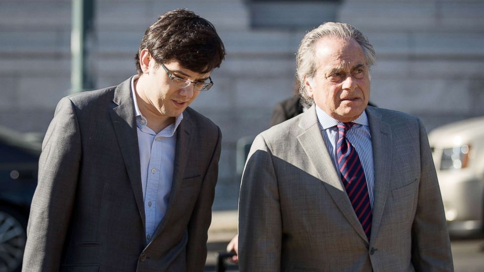 PHOTO: Former pharmaceutical executive Martin Shkreli and attorney Benjamin Brafman arrive at the U.S. District Court for the Eastern District of New York, July 31, 2017.