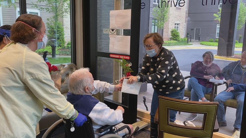 PHOTO: Mary Winnet recently reunited with her husband after two months of being separated due to COVID-19. Both live at the Thrive Senior Living Communities in Virginia. 