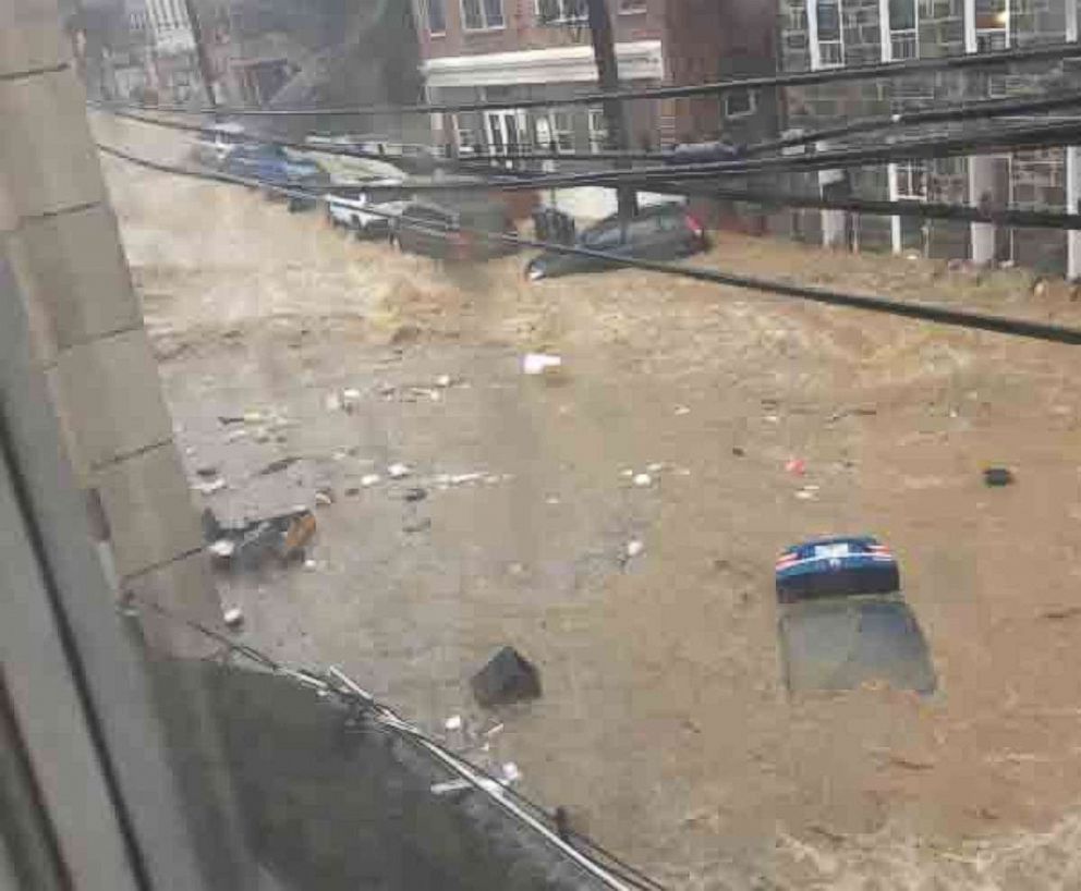 PHOTO: The streets of Ellicott City, Md. are flooded after heavy rains, May 27, 2018.