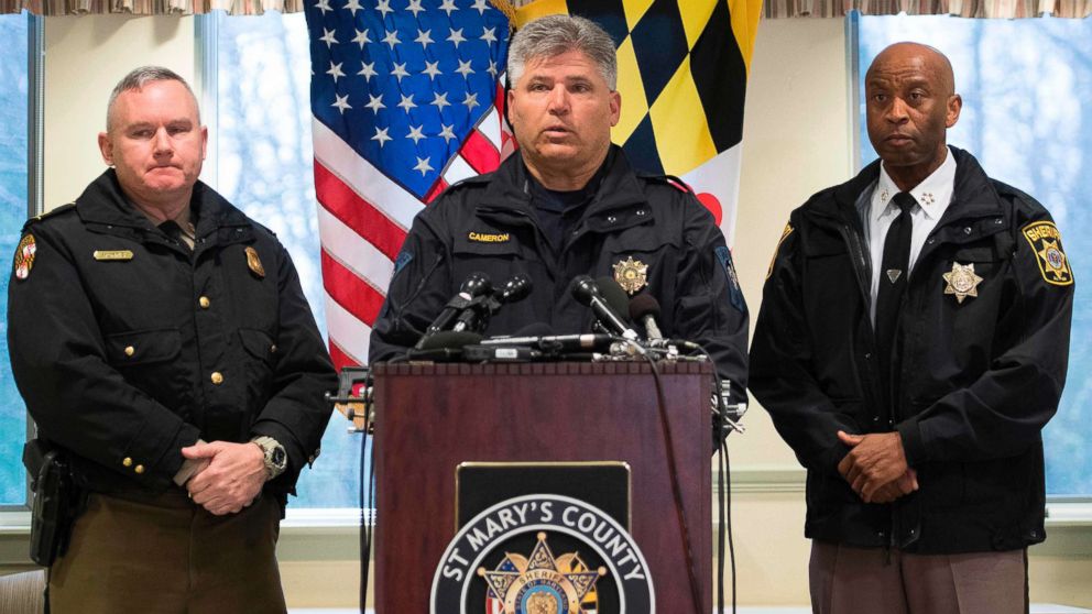 PHOTO: St. Mary's County Sheriff Tim Cameron speaks during a press conference in Great Mills, Maryland on March 20, 2018.