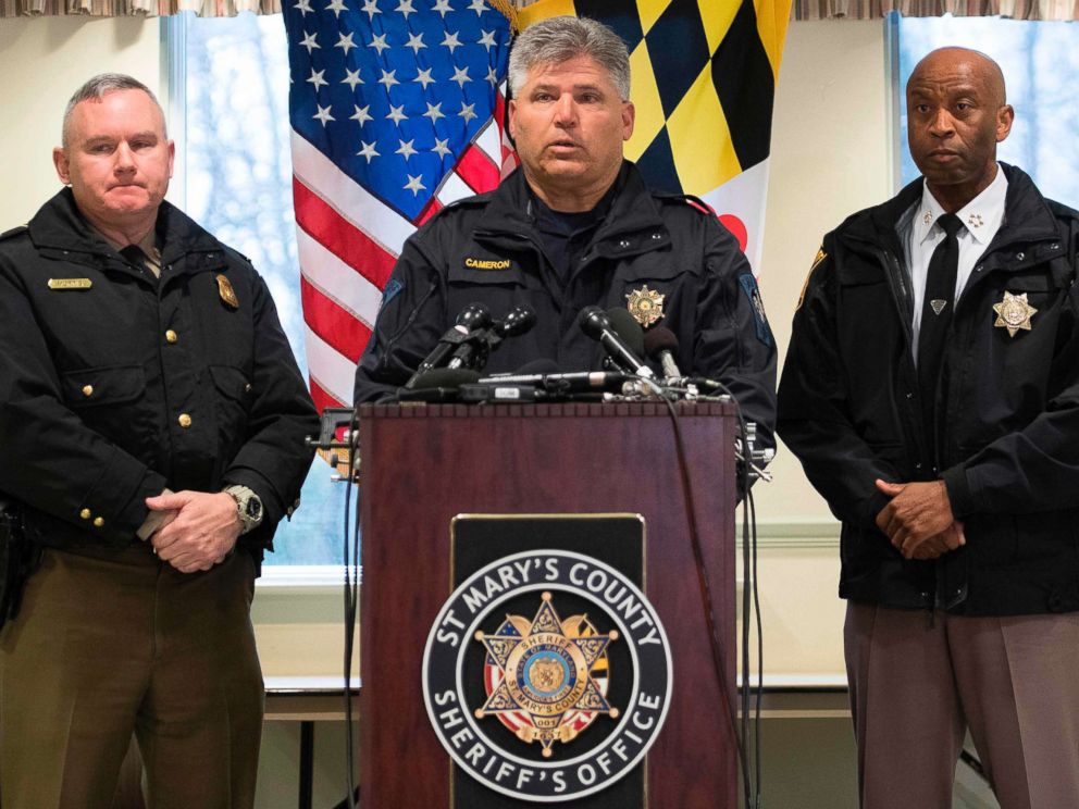 PHOTO: St. Marys County Sheriff Tim Cameron speaks during a press conference in Great Mills, Maryland on March 20, 2018.