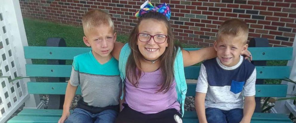 PHOTO: Twin six-year-old brothers Mason and Xzavier Ingle are pictured with their nine-year-old sister Alivia Stahl in an undated family photo. The three were struck and killed by a car near Rochester, Ind., on Oct. 30, 2018.