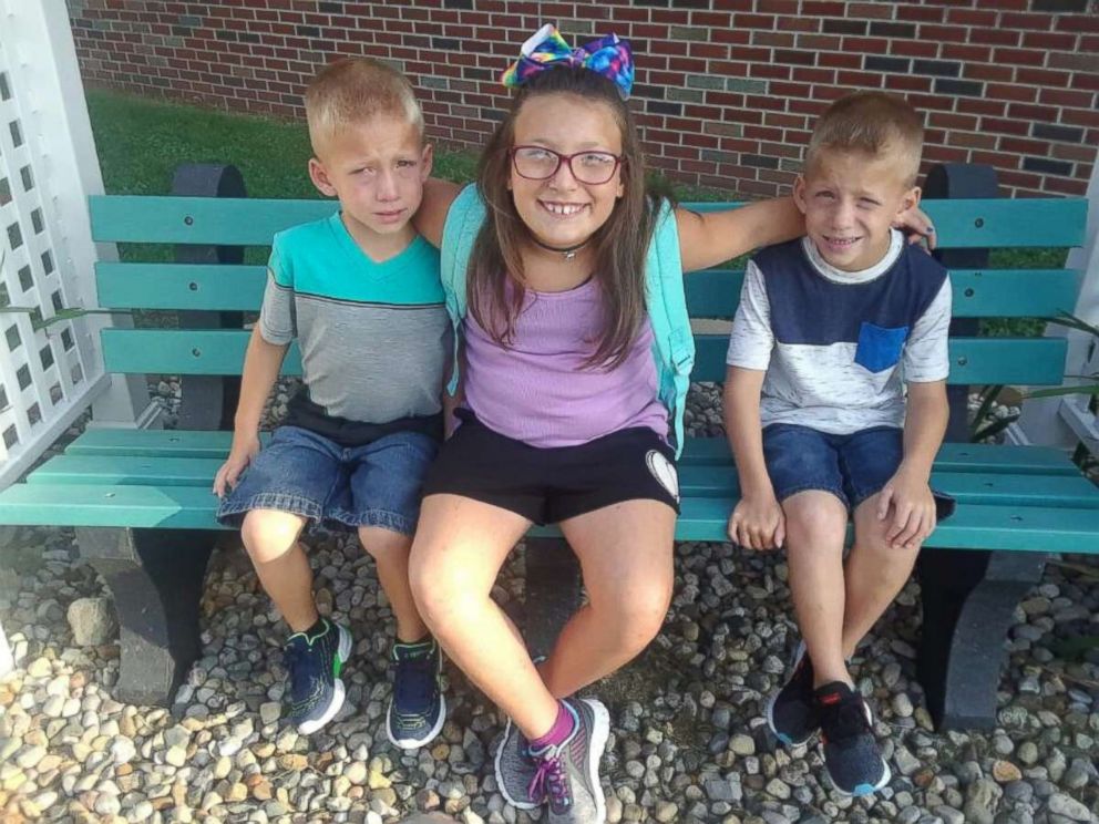 PHOTO: Twin six-year-old brothers Mason and Xzavier Ingle are pictured with their nine-year-old sister Alivia Stahl in an undated family photo. The three were struck and killed by a car near Rochester, Ind., on Oct. 30, 2018.