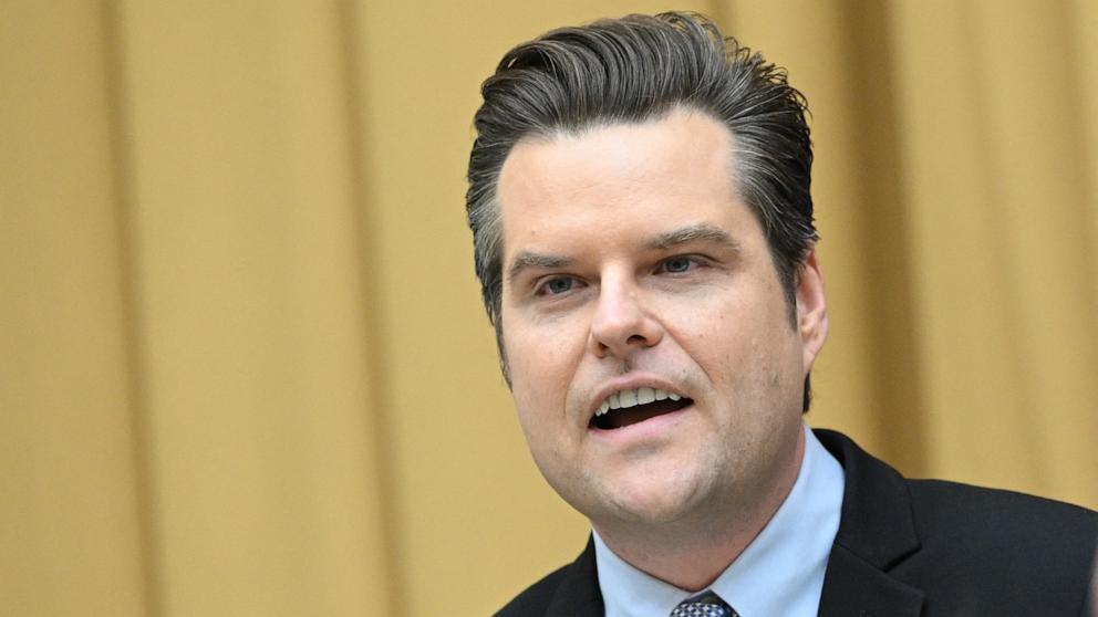 PHOTO: Rep. Matt Gaetz speaks during a House Judiciary Committee hearing on Capitol Hill in Washington, Mar. 12, 2024.