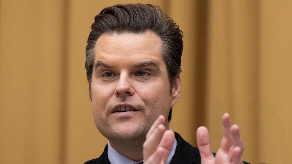 PHOTO: Republican Representative of Florida Matt Gaetz speaks during the House Judiciary Committee hearing in Washington, Mar. 12, 2024.