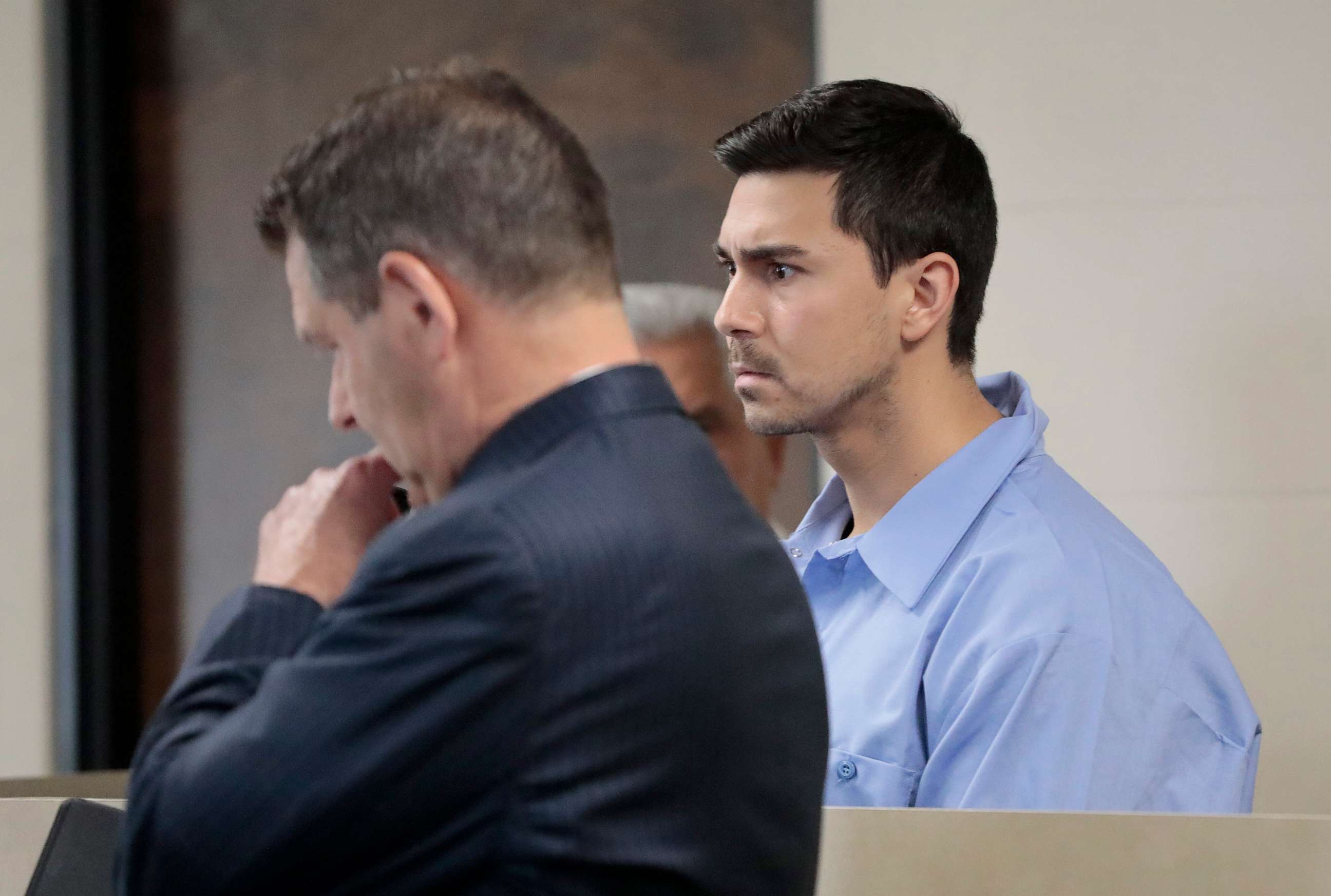 PHOTO: Matthew Nilo is arraigned on rape charges stemming from assaults in Charlestown, in 2007 and 2008 in Suffolk Superior Court in Boston, June 5, 2023. His attorney, Joseph Cataldo is at left.