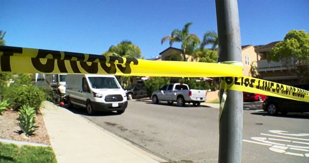 PHOTO: Police tape blocks the street of the residence of Maya "May" Millete and Larry Millete.  Larry was arrested in connection with the disappearance of May Millete in San Diego, Oct. 20, 2021.