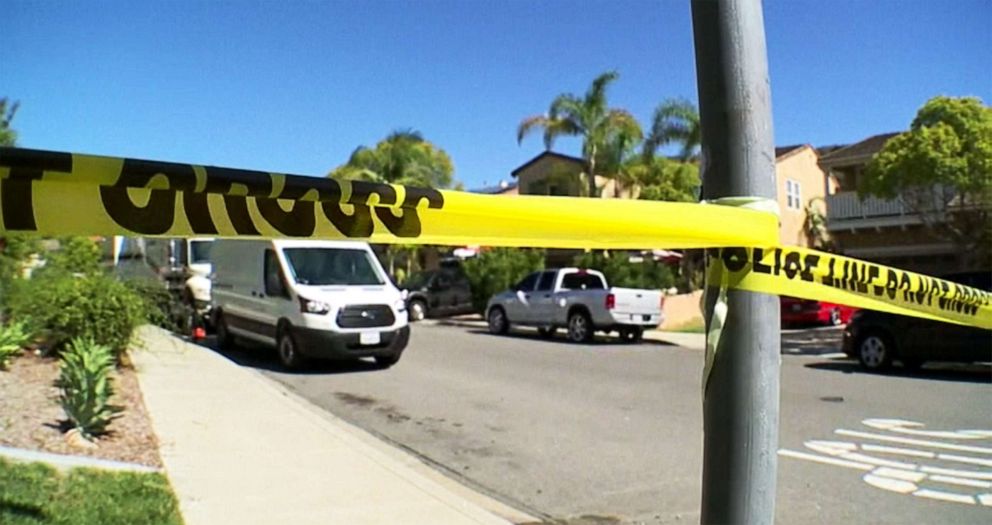 PHOTO: Police tape blocks the street of the residence of Maya "May" Millete and Larry Millete. Larry was arrested in connection with the disappearance of May Millete in San Diego, Oct. 20, 2021.