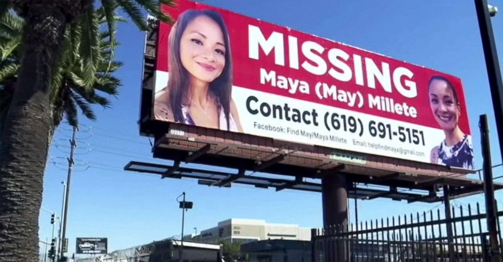 PHOTO: A billboard displays a missing notice for Maya "May" Millete after her disappearance in San Diego, Oct. 20, 2021.