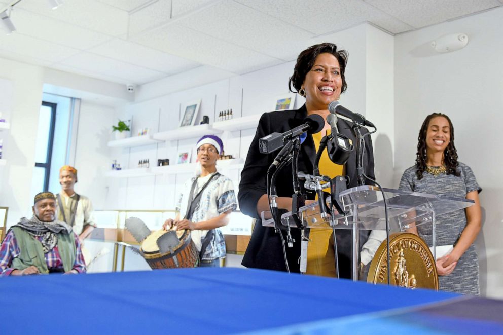 PHOTO: Mayor Muriel E. Bowser makes remarks at the ribbon cutting ceremony of Anacostia Organics, the first medical marijuana dispensary east of the Anacostia River, on Jan. 24, 2019 in Washington, D.C. 