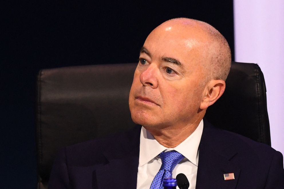 PHOTO: In this June 10, 2022, file photo, Homeland Security Secretary Alejandro Mayorkas chairs a plenary session of the 9th Summit of the Americas in Los Angeles.