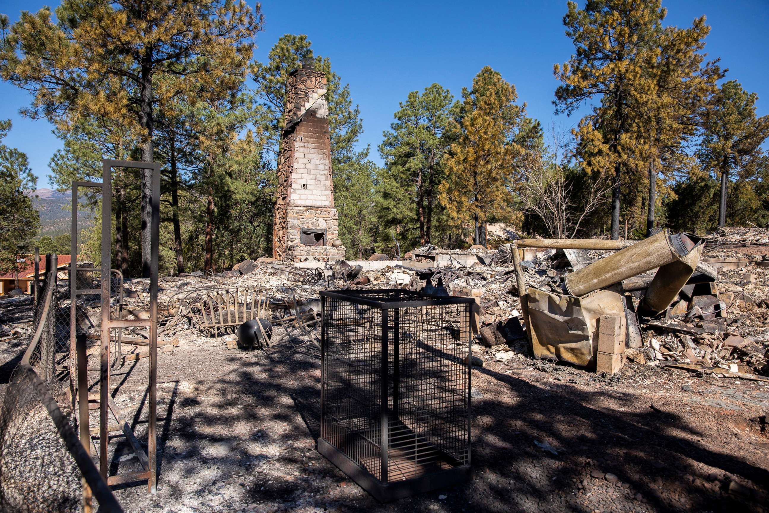 PHOTO: Remnants of a home burned down by the McBride Wildfire in are pictured in Ruidoso, N.M., on April 15, 2022. Town officials have stated that the McBride fire ignited on April 12. 