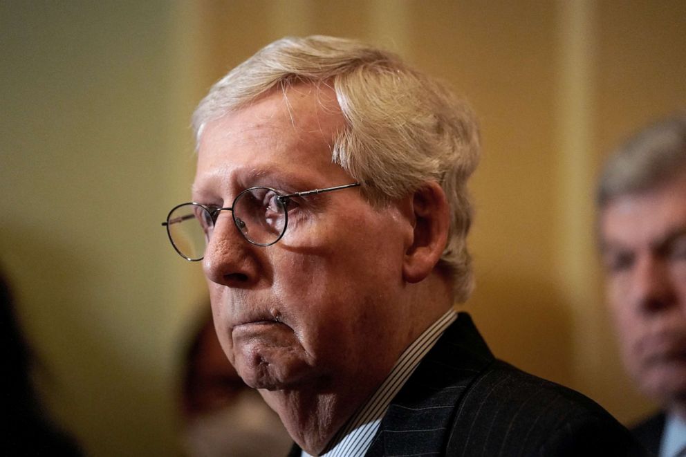 PHOTO: Senate Minority Leader Mitch McConnell holds a press conference at the U.S. Capitol in Washington, D.C., June 22, 2022.