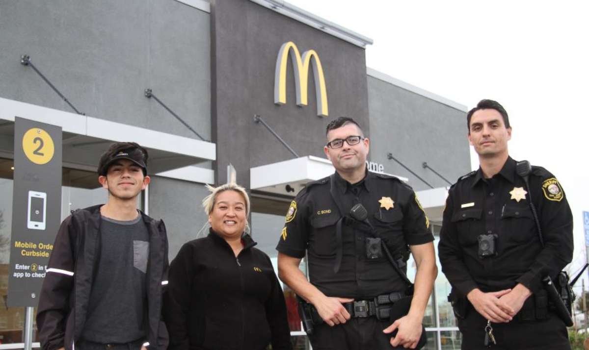 PHOTO: McDonald’s employees helped rescue a woman from a man who threatened to kill her in Lodi, Calif., Dec. 24, 2019. 
