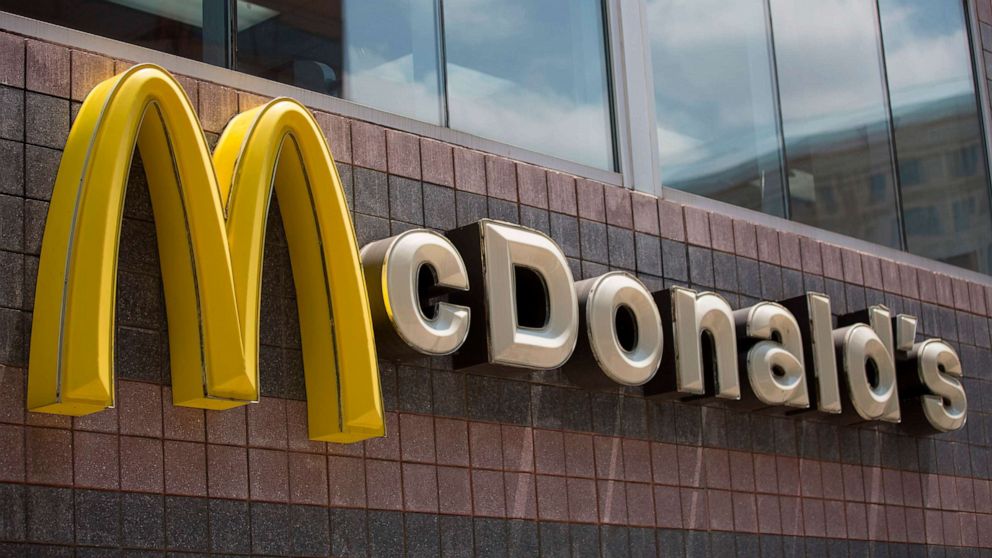PHOTO: In this file photo taken on July 9, 2019, the McDonald's logo is seen outside a restaurant in Washington, D.C.