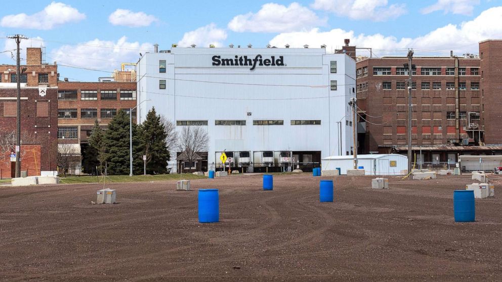 PHOTO: The Smithfield Foods pork processing plant in South Dakota, one of the country's largest known coronavirus clusters, April 20, 2020, in Sioux Falls, S.D.