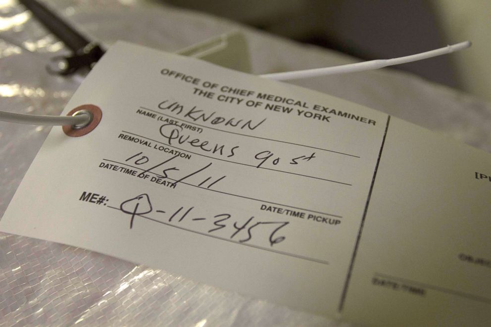 PHOTO: Office of the Chief Medical Examiner's tag attached to the remains found in Queens, NY.