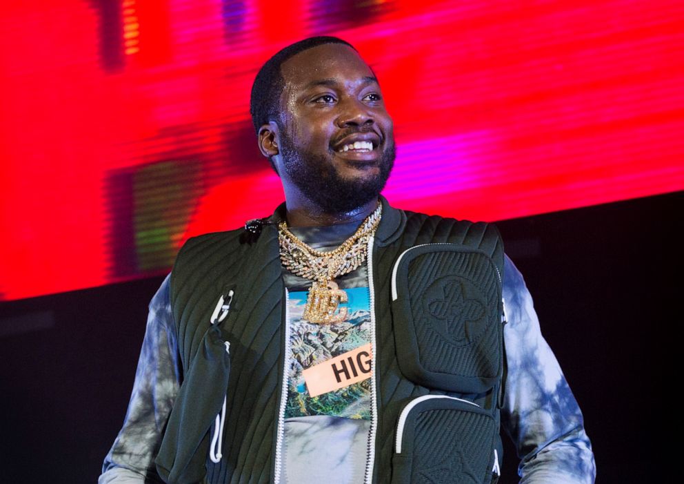 PHOTO: This June 1, 2019, file photo shows Meek Mill performing at HOT 97 Summer Jam 2019 in East Rutherford, N.J.