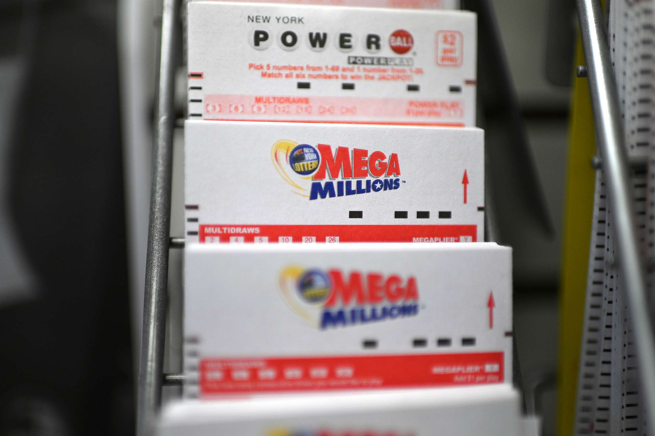 PHOTO: In this Jan. 13, 2023, file photo, Mega Millions forms are shown in New York.