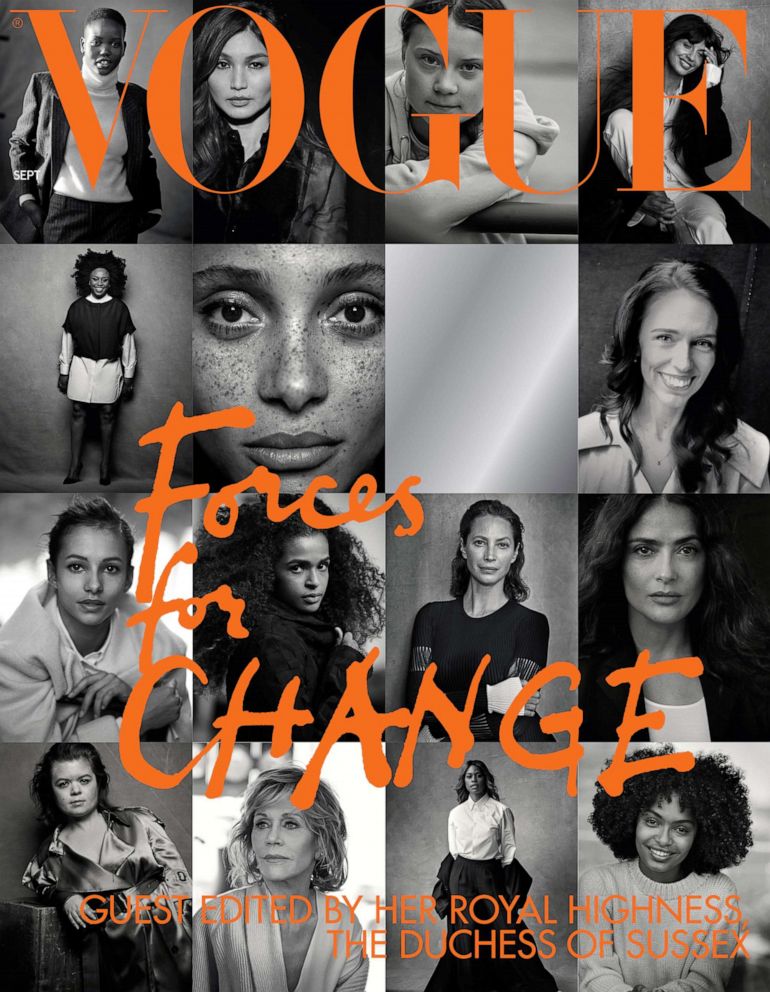 PHOTO: The cover of British Vogue's September issue, entitled "Forces for Change", which is guest-edited by Meghan, Duchess of Sussex, in this undated handout image released, July 28, 2019.