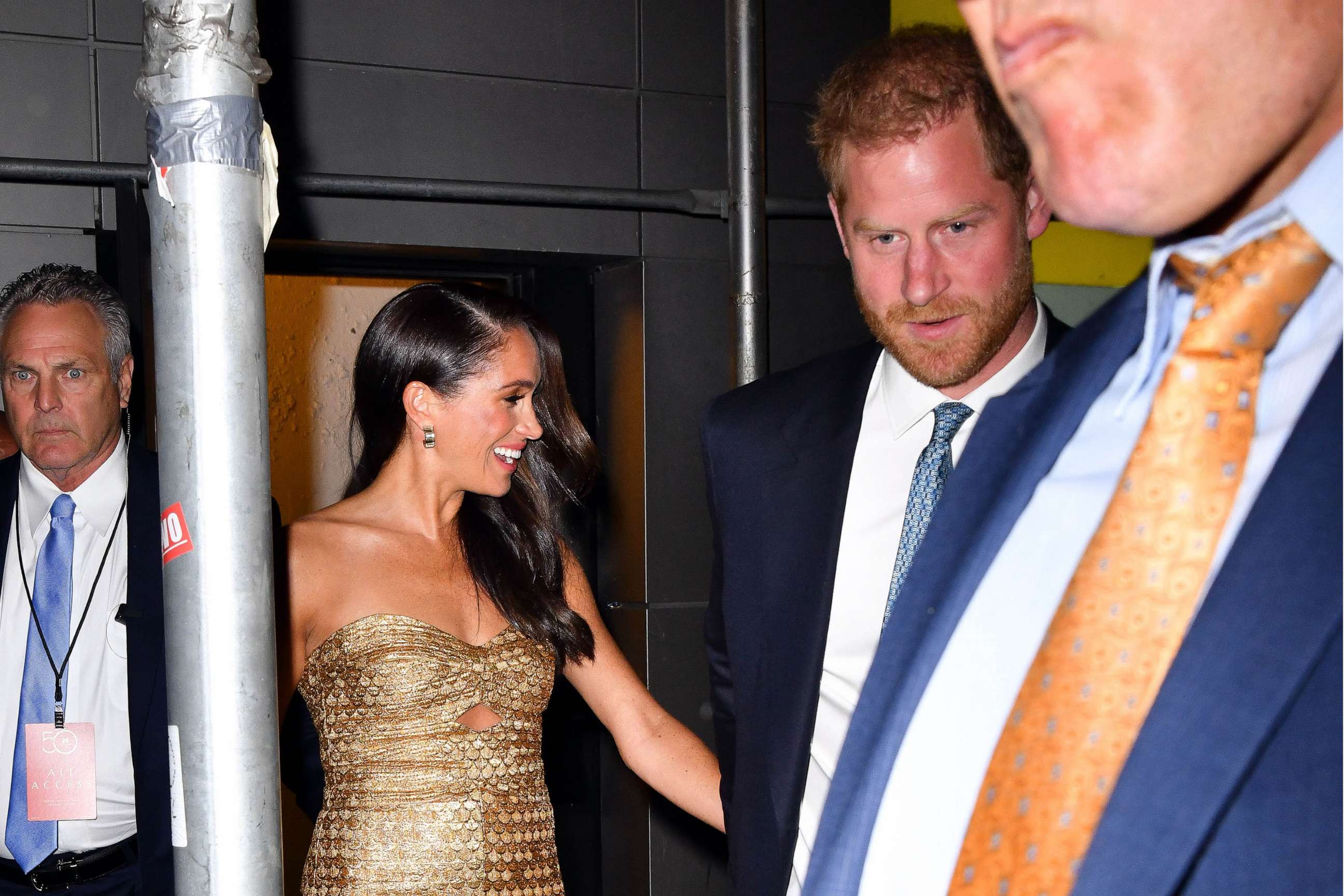PHOTO: Meghan Markle, Duchess of Sussex, and Prince Harry, Duke of Sussex leave The Ziegfeld Theatre on May 16, 2023 in New York City.