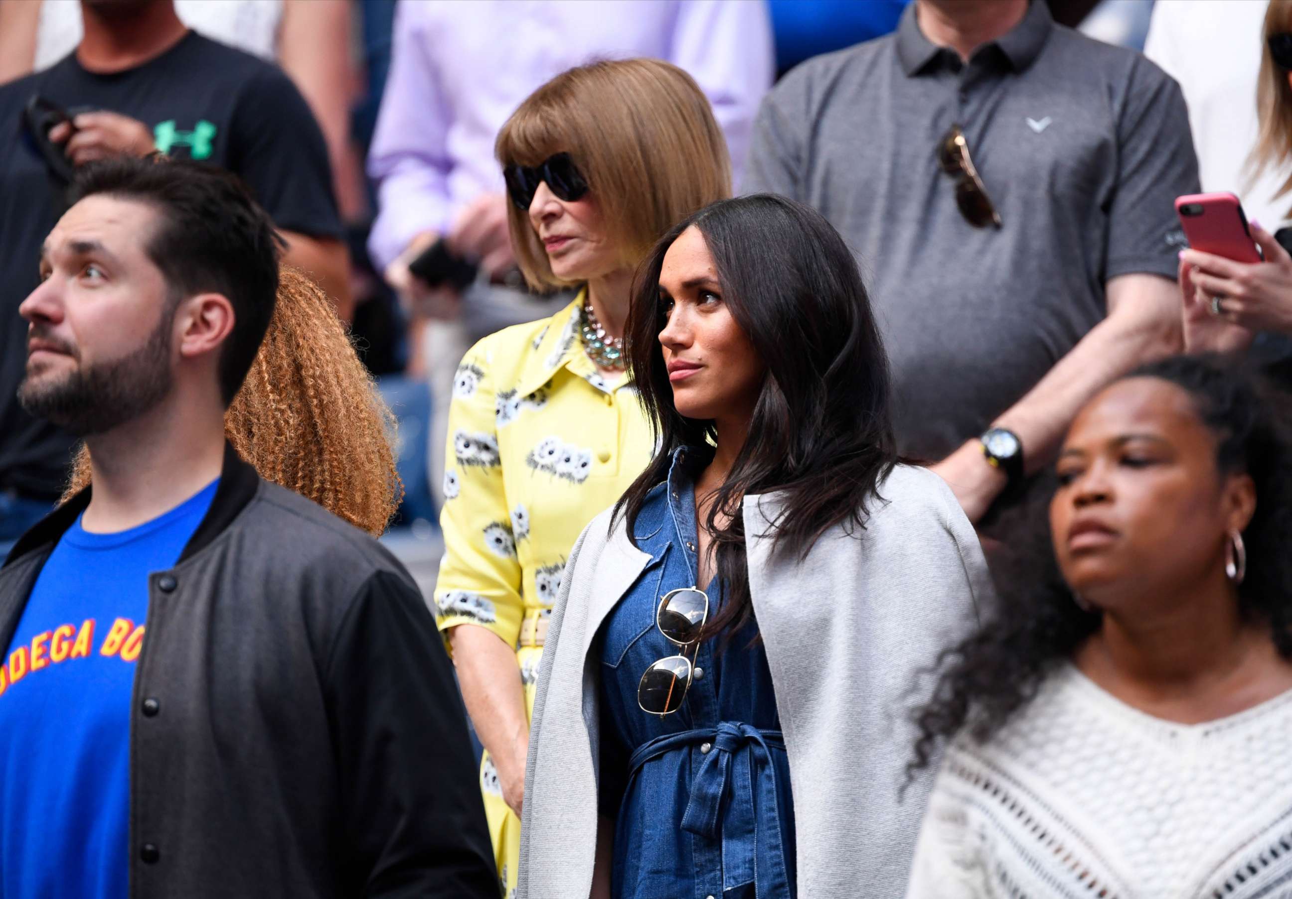 PHOTO: Meghan Markle arrives to watch the women's singles final match between Serena Williams of the United States and Bianca Andreescu of Canada on day thirteen of the 2019 U.S. Open tennis tournament at USTA Billie Jean King National Tennis Center.