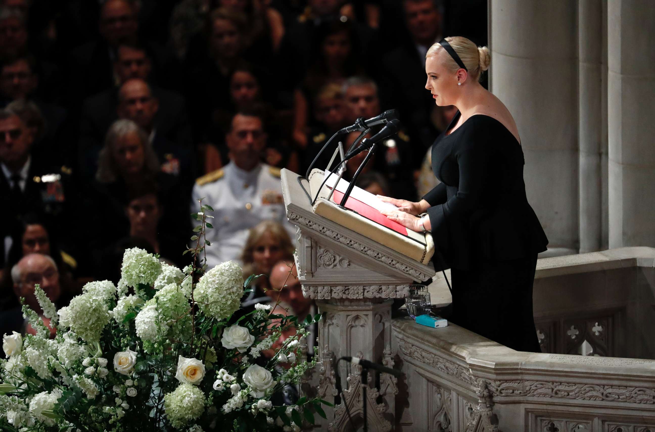 PHOTO: Meghan McCain speaks at a memorial services for her father Sen. John McCain at Washington National Cathedral in Washington, Sept. 1, 2018.