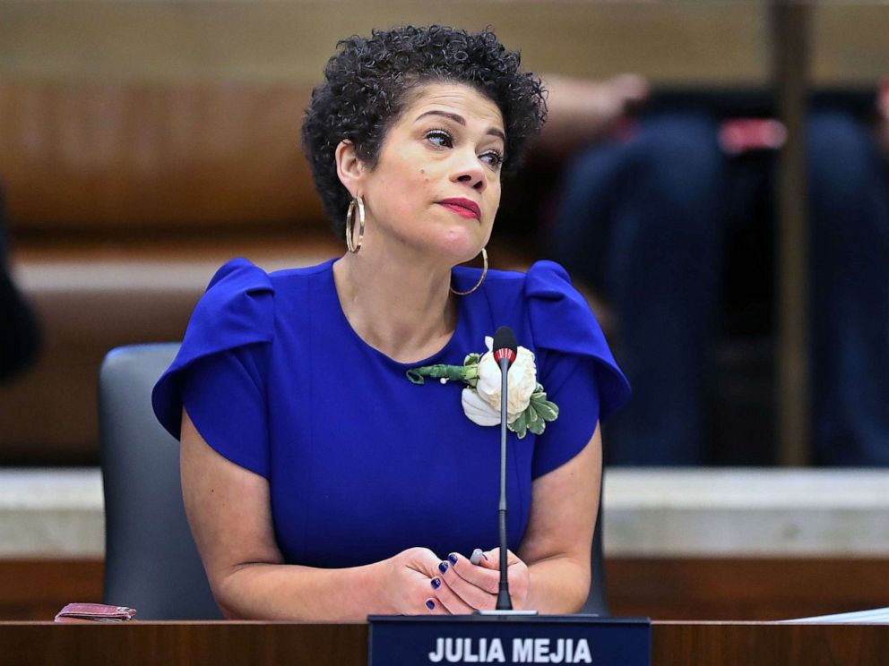 PHOTO:New Boston City Councilor Julia Mejia sits in Boston City Hall on Jan. 6, 2020 after being sworn in as the first Afro-Latina and immigrant councilor.