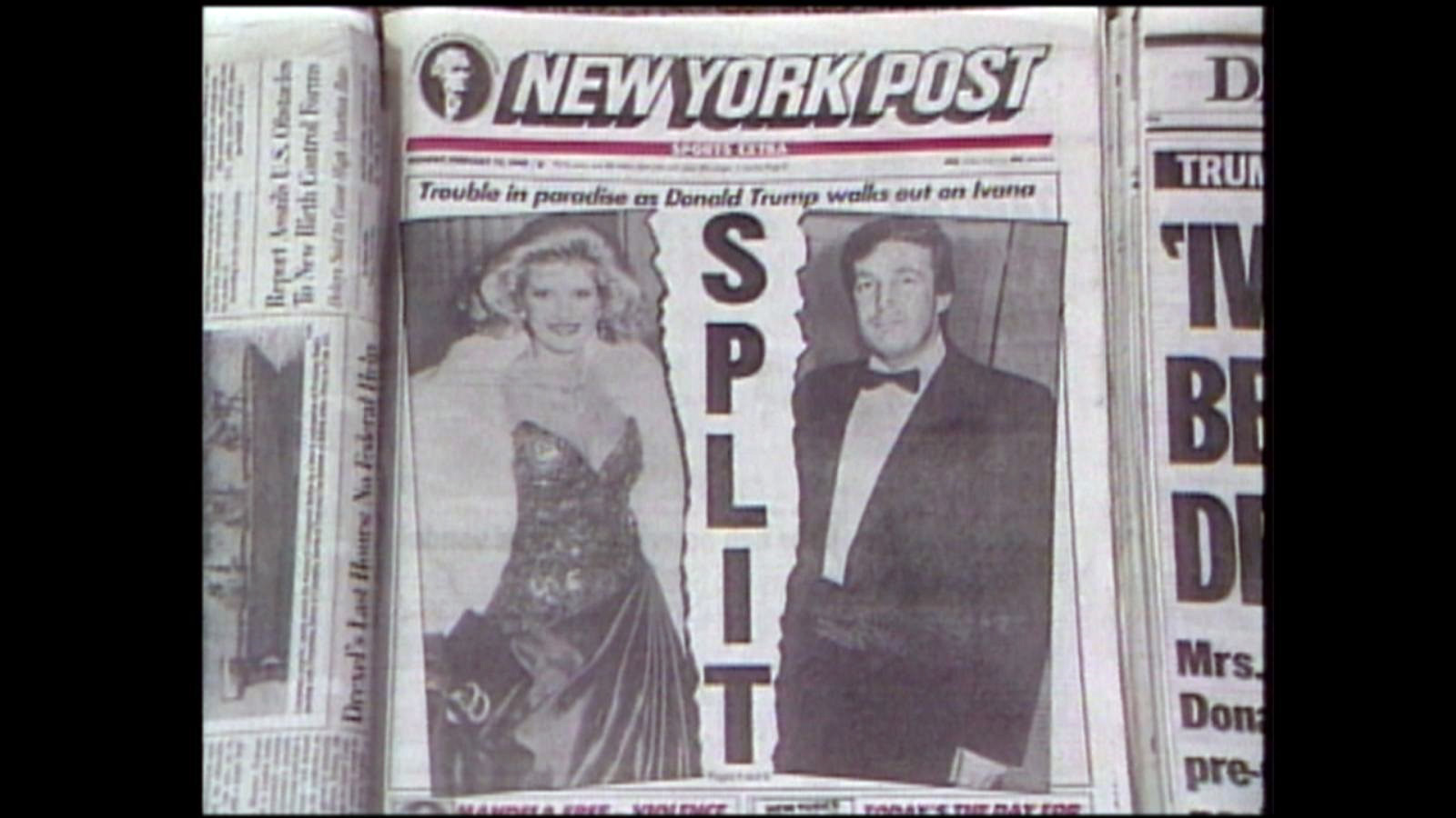 PHOTO: The cover of the New York Post newspaper reports the news of Ivana and Donald Trump's split.