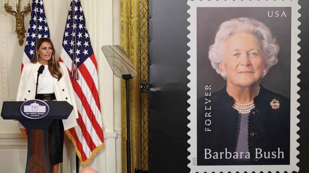 Melania Trump unveils stamp honoring Barbara Bush